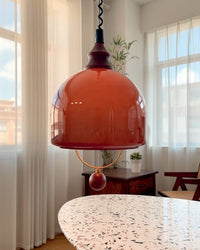WOMO Amber Glass Dome Pendant Light-WM3159