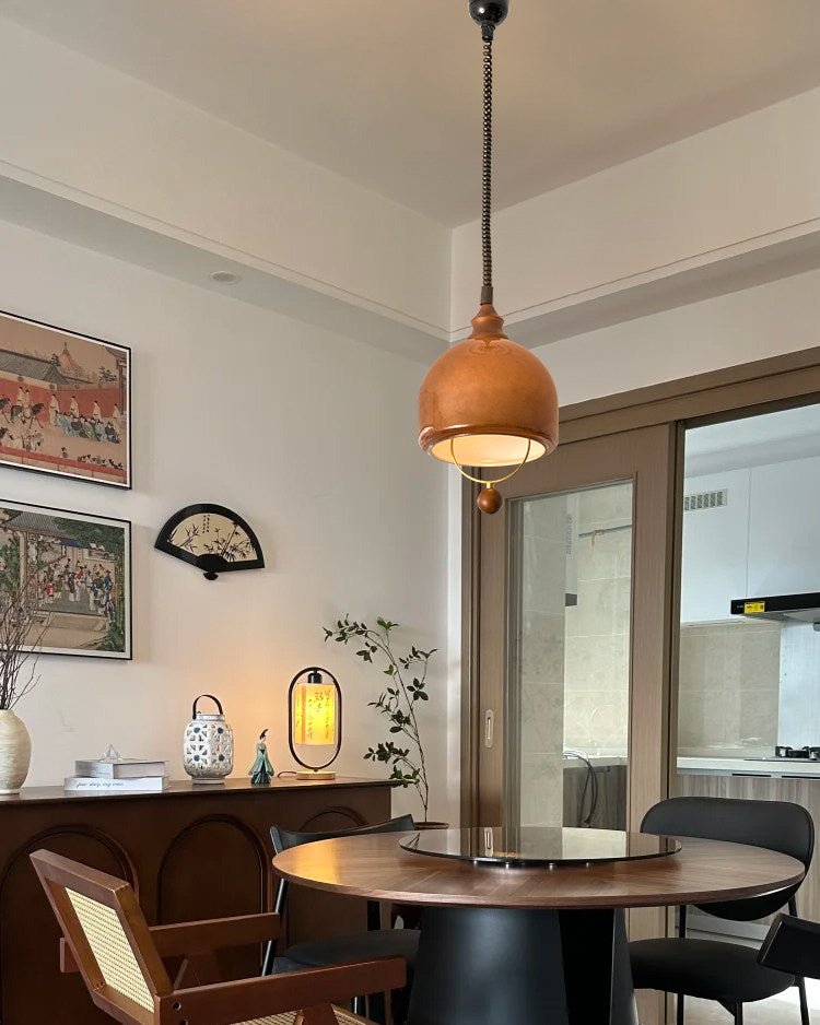 WOMO Amber Glass Dome Pendant Light-WM3159