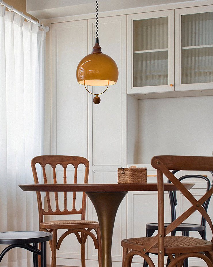 WOMO Amber Glass Dome Pendant Light-WM3159