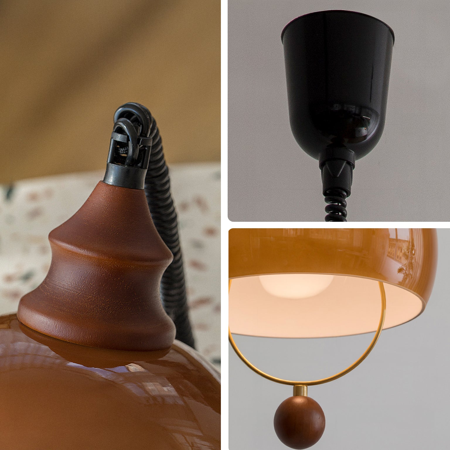 WOMO Amber Glass Dome Pendant Light-WM3159