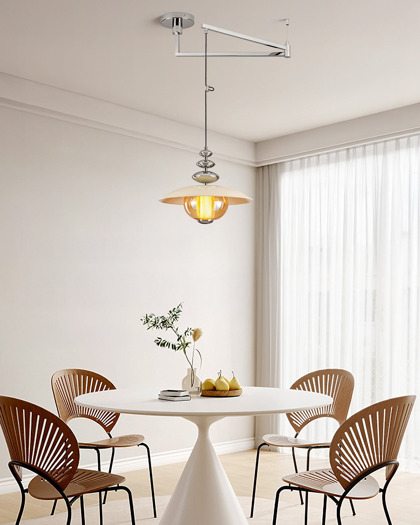 WOMO Glass Dome Swing Arm Pendant Light-WM3161