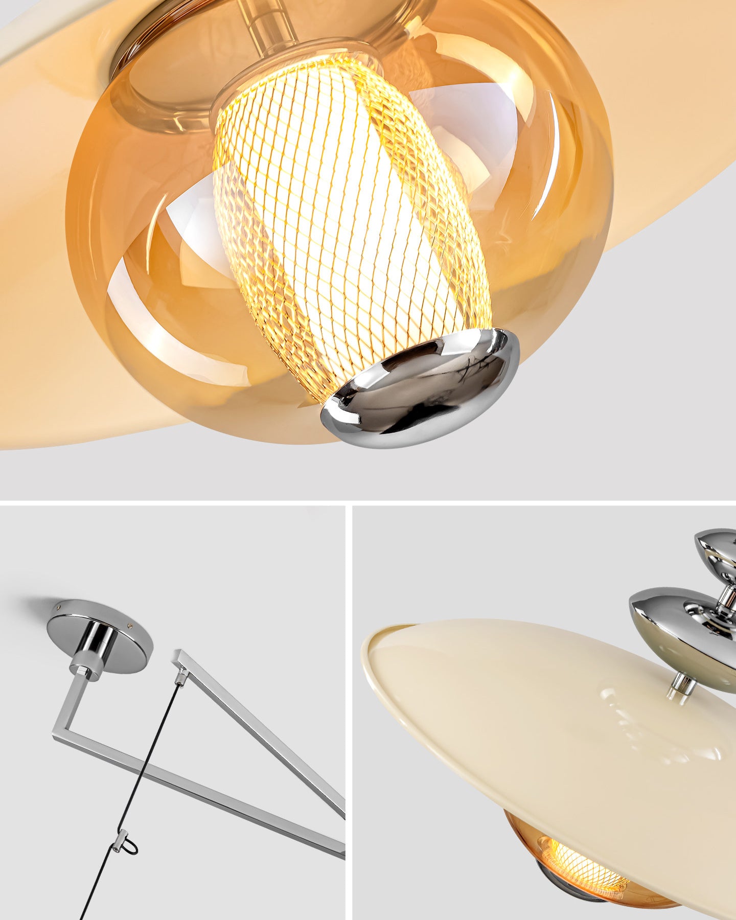 WOMO Glass Dome Swing Arm Pendant Light-WM3161
