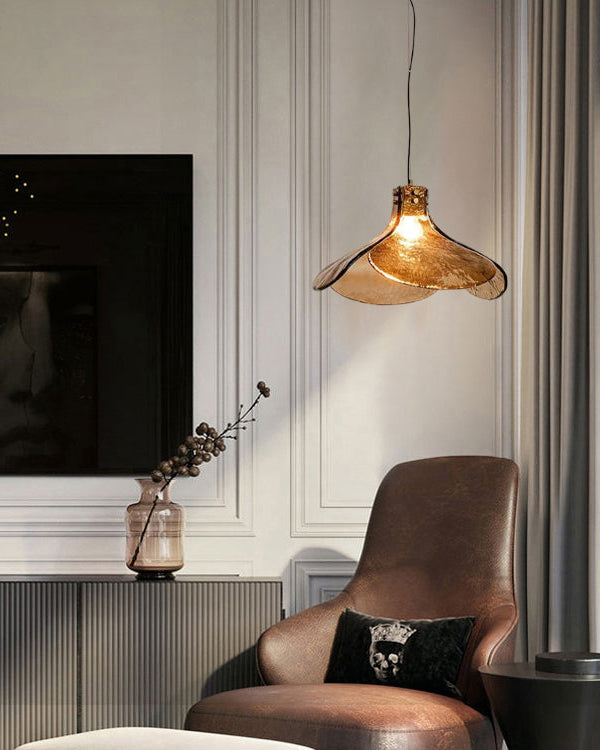 WOMO Amber Glass Petal Pendant Light-WM3163