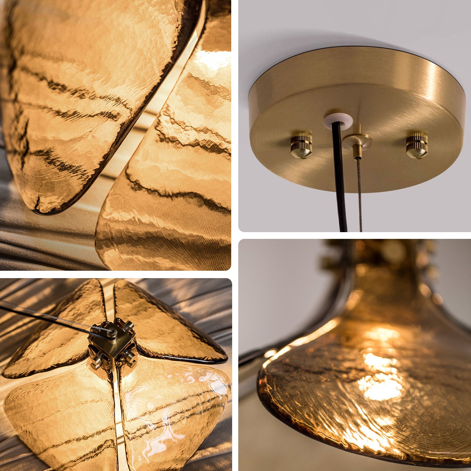 WOMO Amber Glass Petal Pendant Light-WM3163
