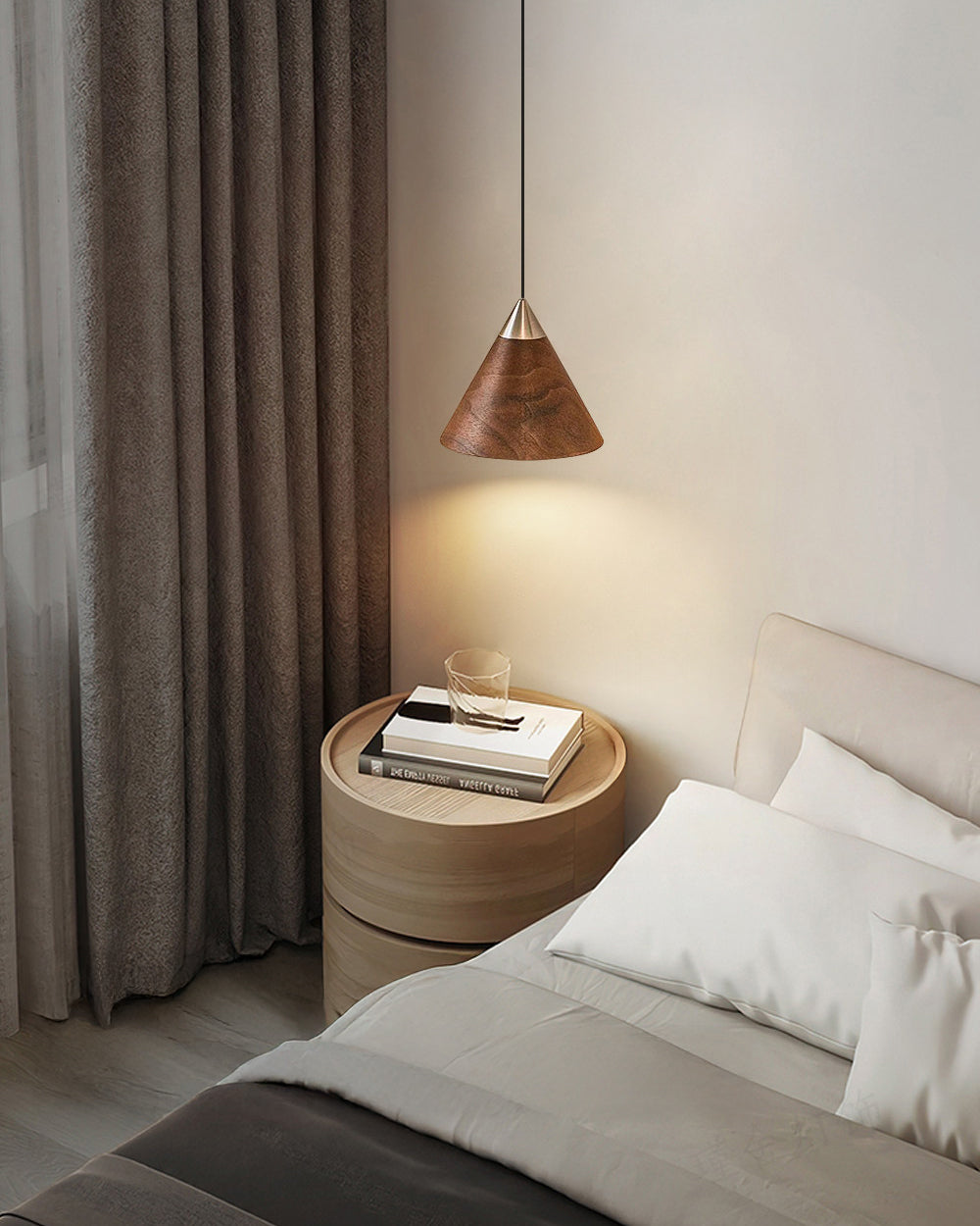 WOMO Walnut Cone Pendant Light-WM3167
