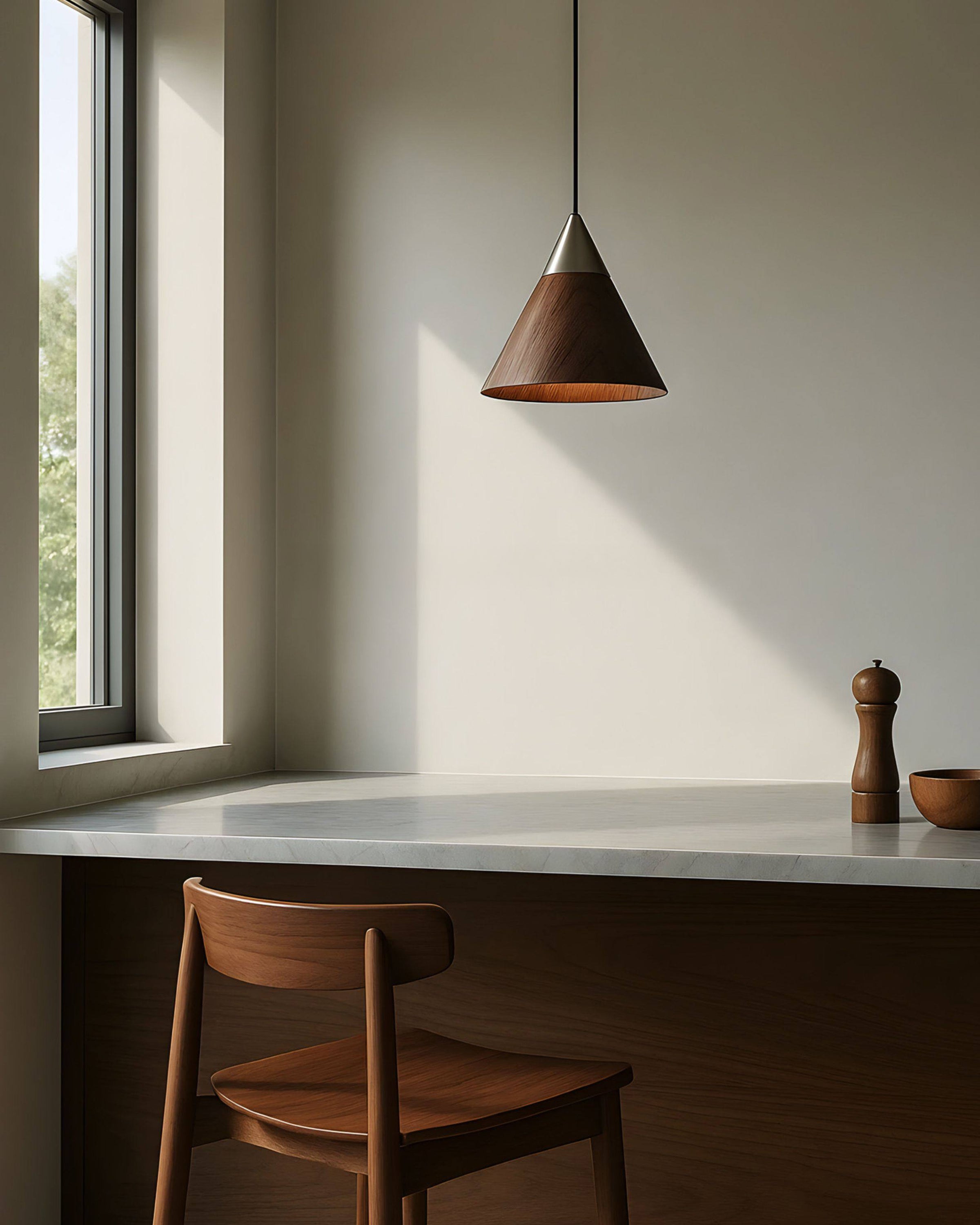 WOMO Walnut Cone Pendant Light-WM3167