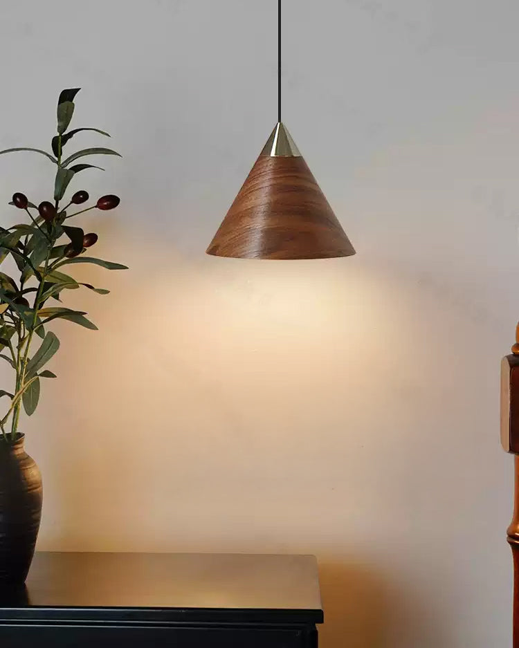 WOMO Walnut Cone Pendant Light-WM3167
