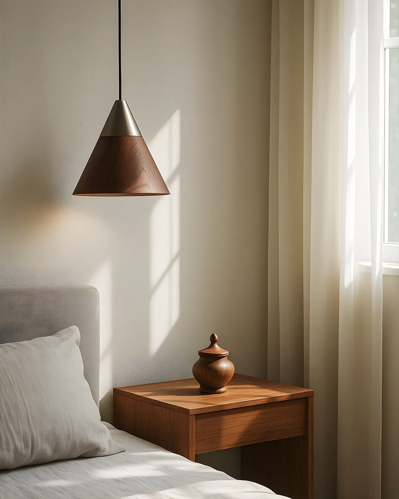 WOMO Walnut Cone Pendant Light-WM3167