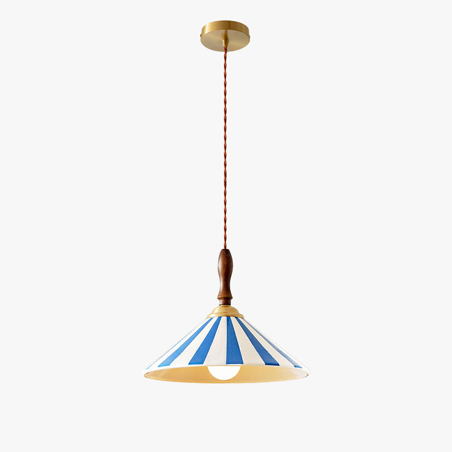 WOMO Striped Ceramic Cone Pendant Light-WM3170
