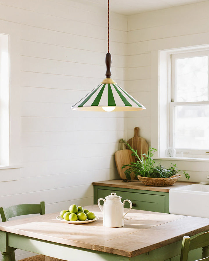 WOMO Striped Ceramic Cone Pendant Light-WM3170