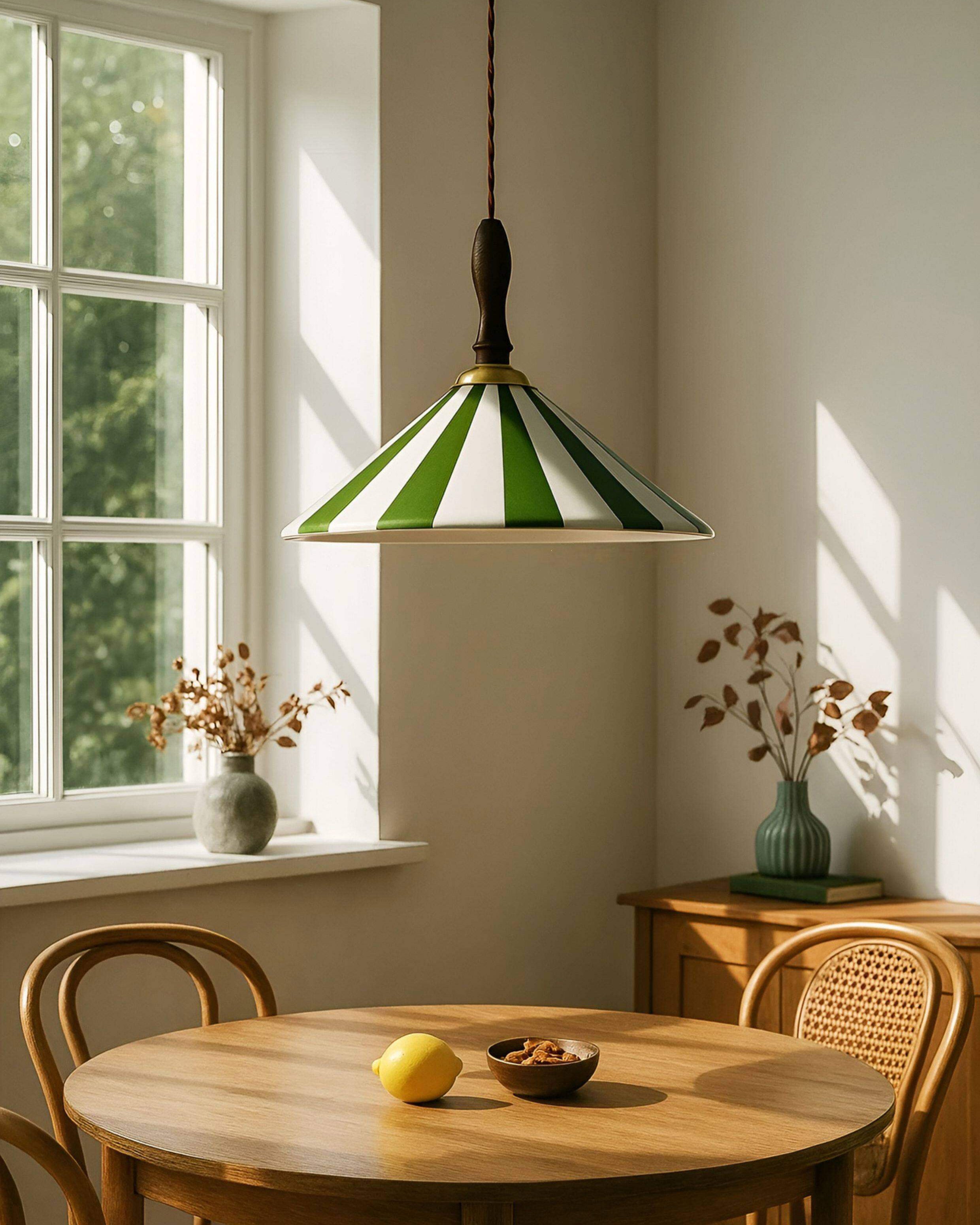 WOMO Striped Ceramic Cone Pendant Light-WM3170