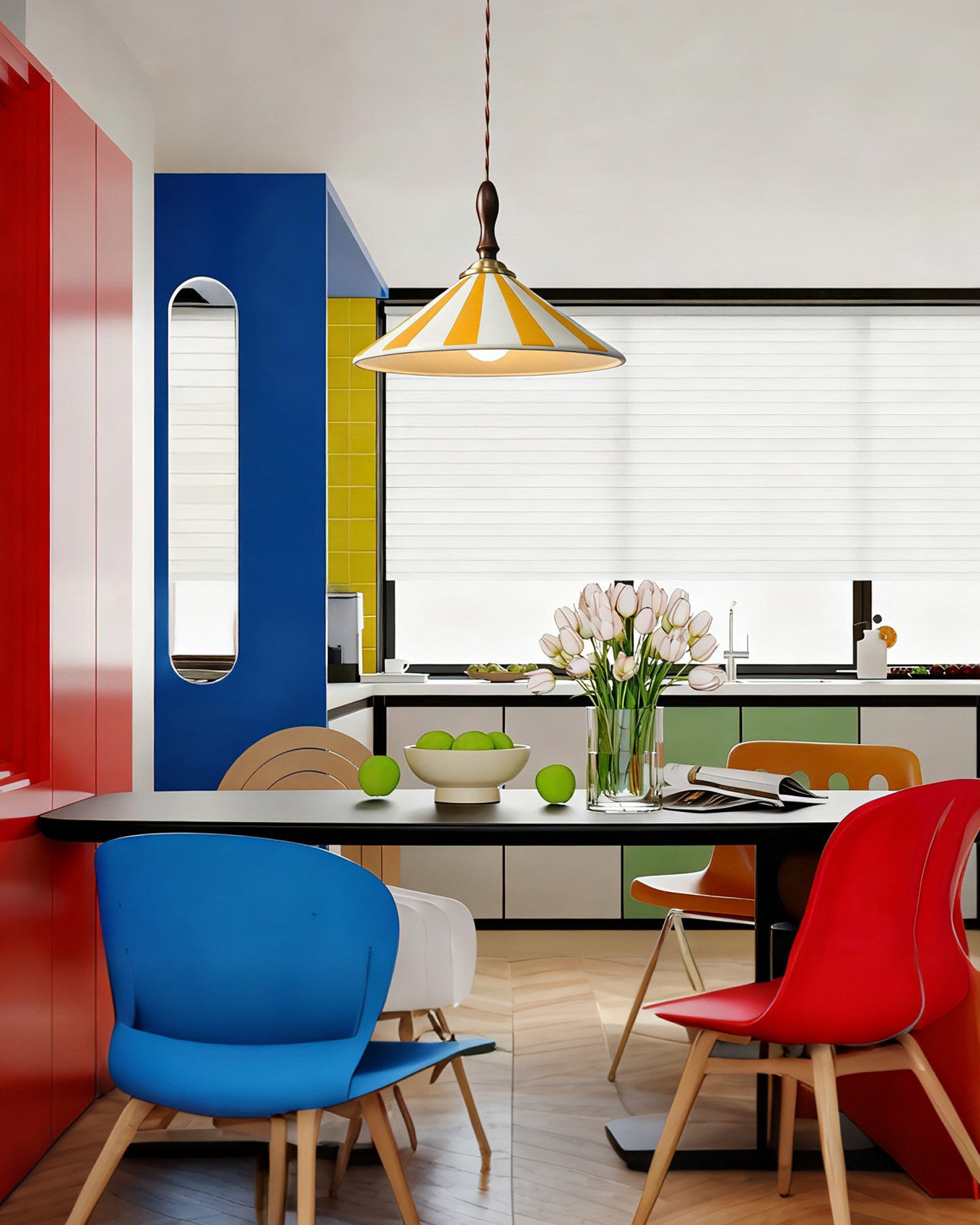 WOMO Striped Ceramic Cone Pendant Light-WM3170