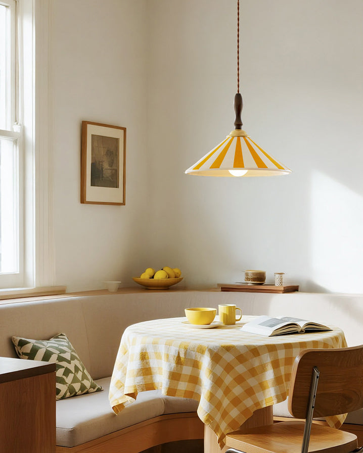 WOMO Striped Ceramic Cone Pendant Light-WM3170