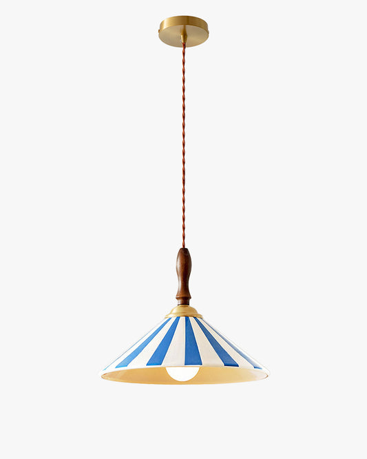 WOMO Striped Ceramic Cone Pendant Light-WM3170