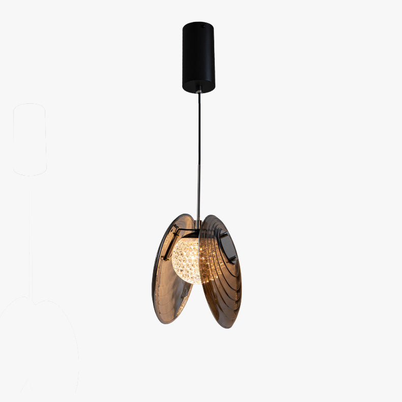 Modern pendant light with a unique design on a white background