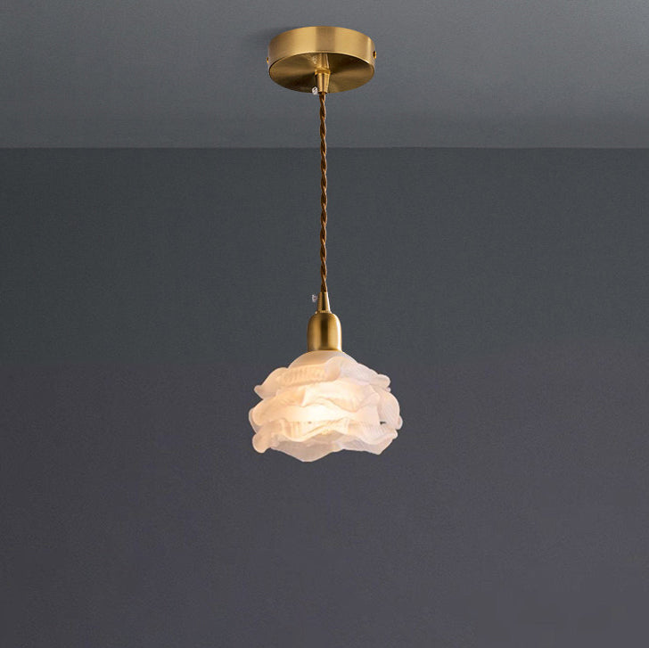 WOMO Cream White Glass Flower Pendant Light-WM3173