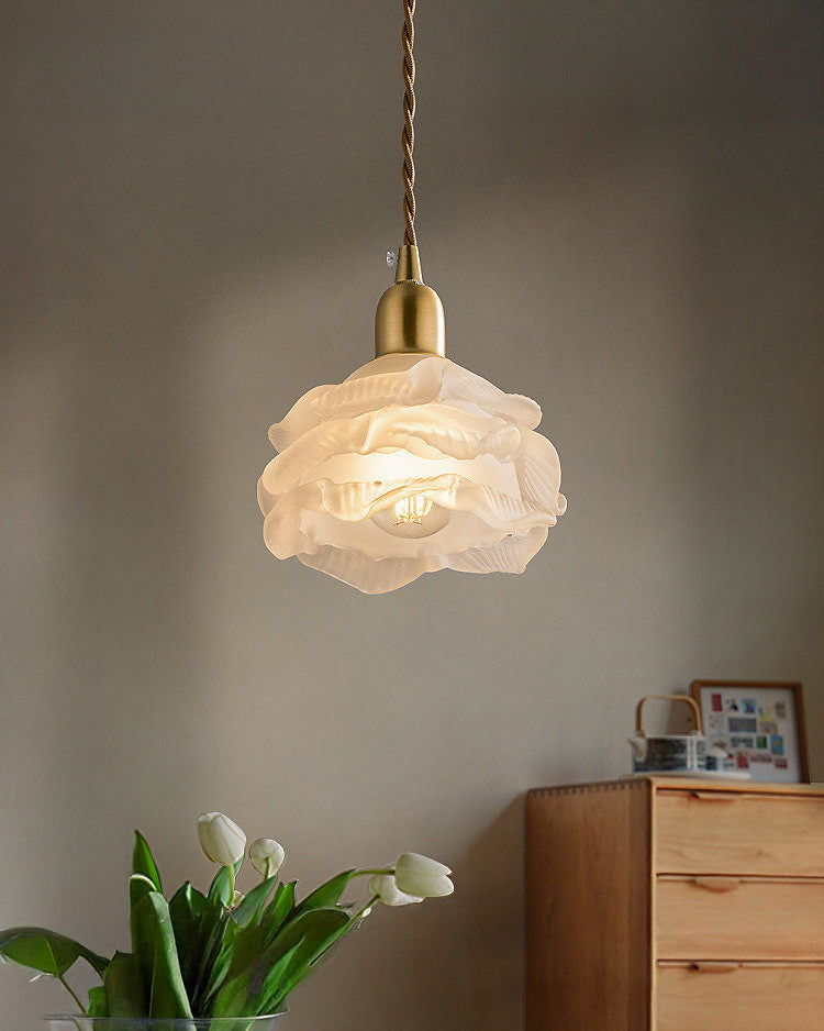 WOMO Cream White Glass Flower Pendant Light-WM3173
