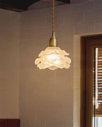 WOMO Cream White Glass Flower Pendant Light-WM3173