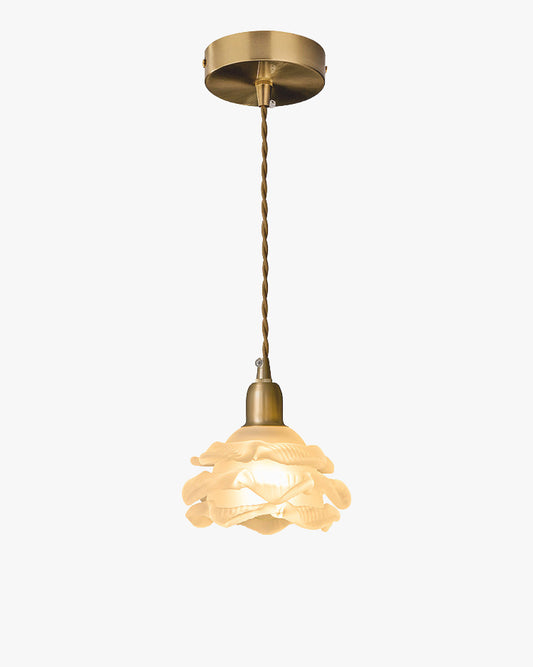 WOMO Cream White Glass Flower Pendant Light-WM3173