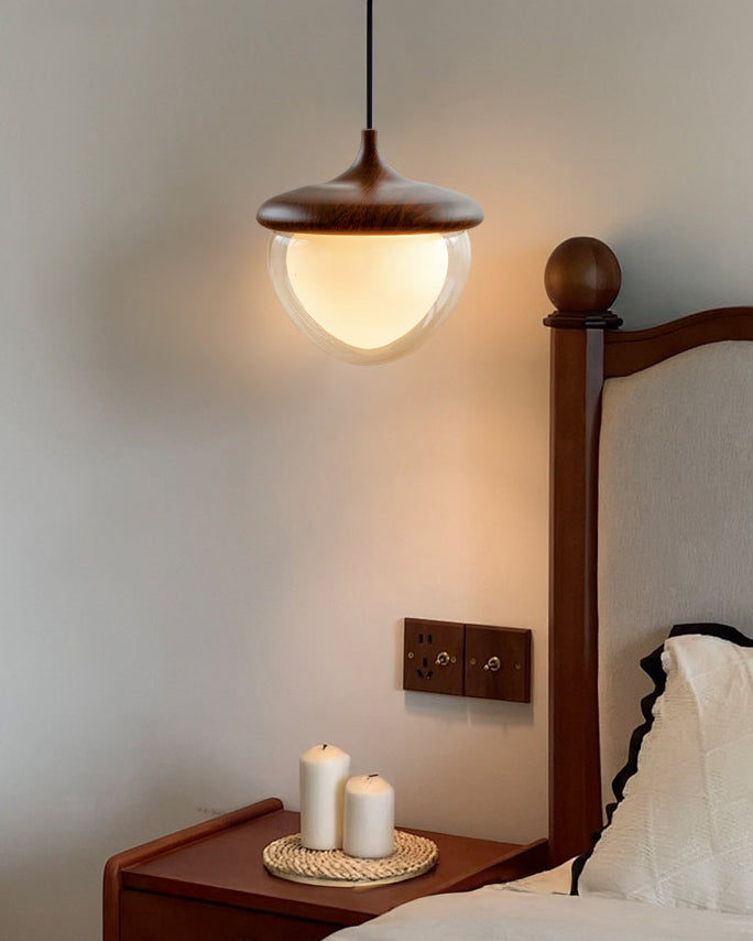 WOMO Walnut Glass Pinecone Pendant Light-WM3181