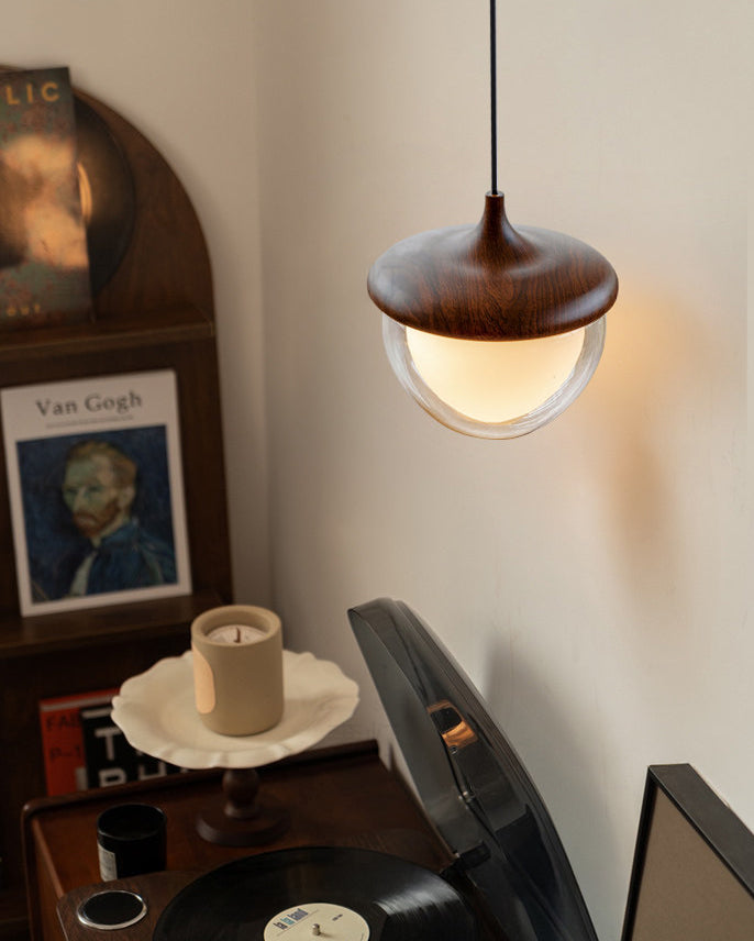 WOMO Walnut Glass Pinecone Pendant Light-WM3181