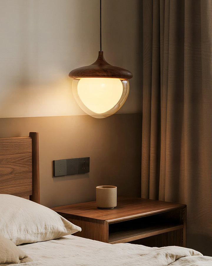 WOMO Walnut Glass Pinecone Pendant Light-WM3181