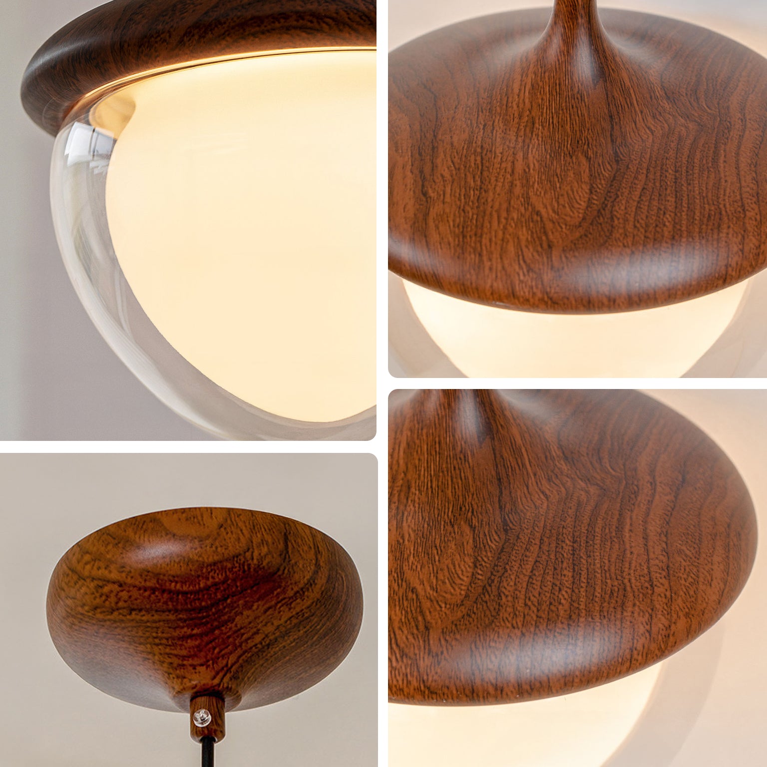 WOMO Walnut Glass Pinecone Pendant Light-WM3181