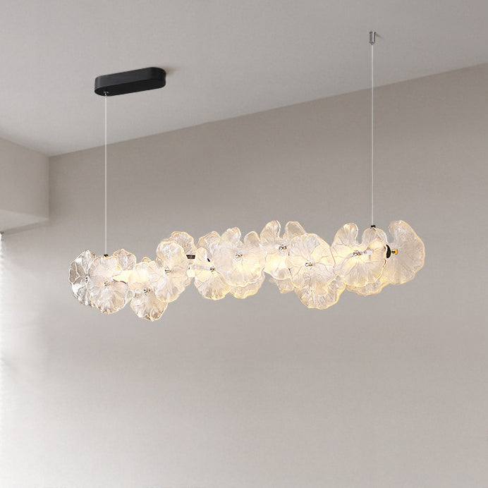 WOMO Lotus Leaf Textured Glass Linear Pendant Light-WM3182