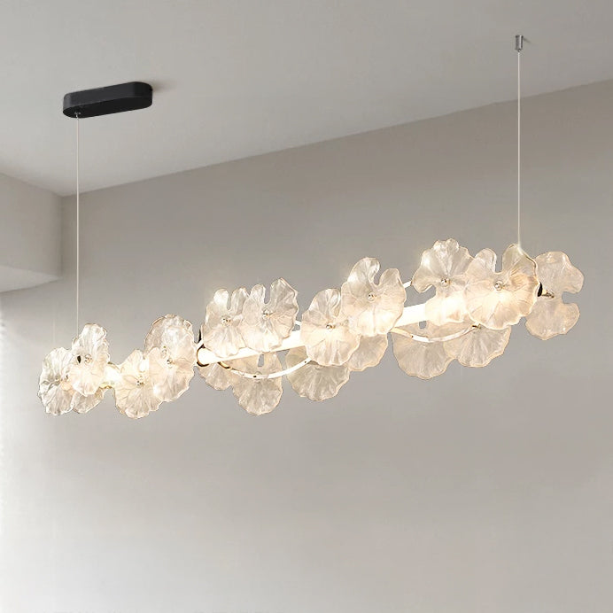 WOMO Lotus Leaf Textured Glass Linear Pendant Light-WM3182
