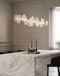 WOMO Lotus Leaf Textured Glass Linear Pendant Light-WM3182