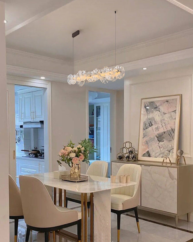 WOMO Lotus Leaf Textured Glass Linear Pendant Light-WM3182