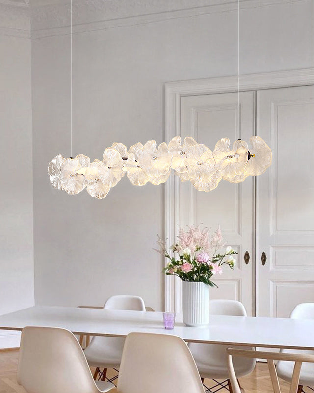WOMO Lotus Leaf Textured Glass Linear Pendant Light-WM3182