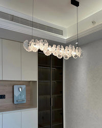 WOMO Lotus Leaf Textured Glass Linear Pendant Light-WM3182