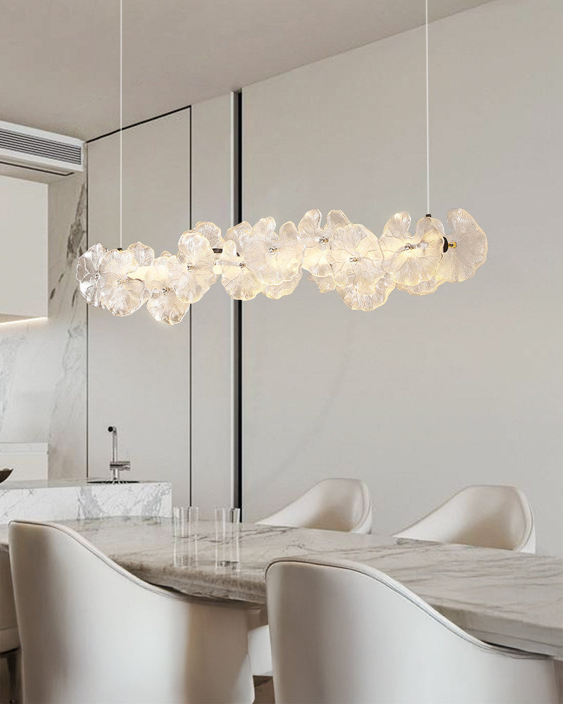 WOMO Lotus Leaf Textured Glass Linear Pendant Light-WM3182