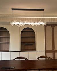 WOMO Lotus Leaf Textured Glass Linear Pendant Light-WM3182