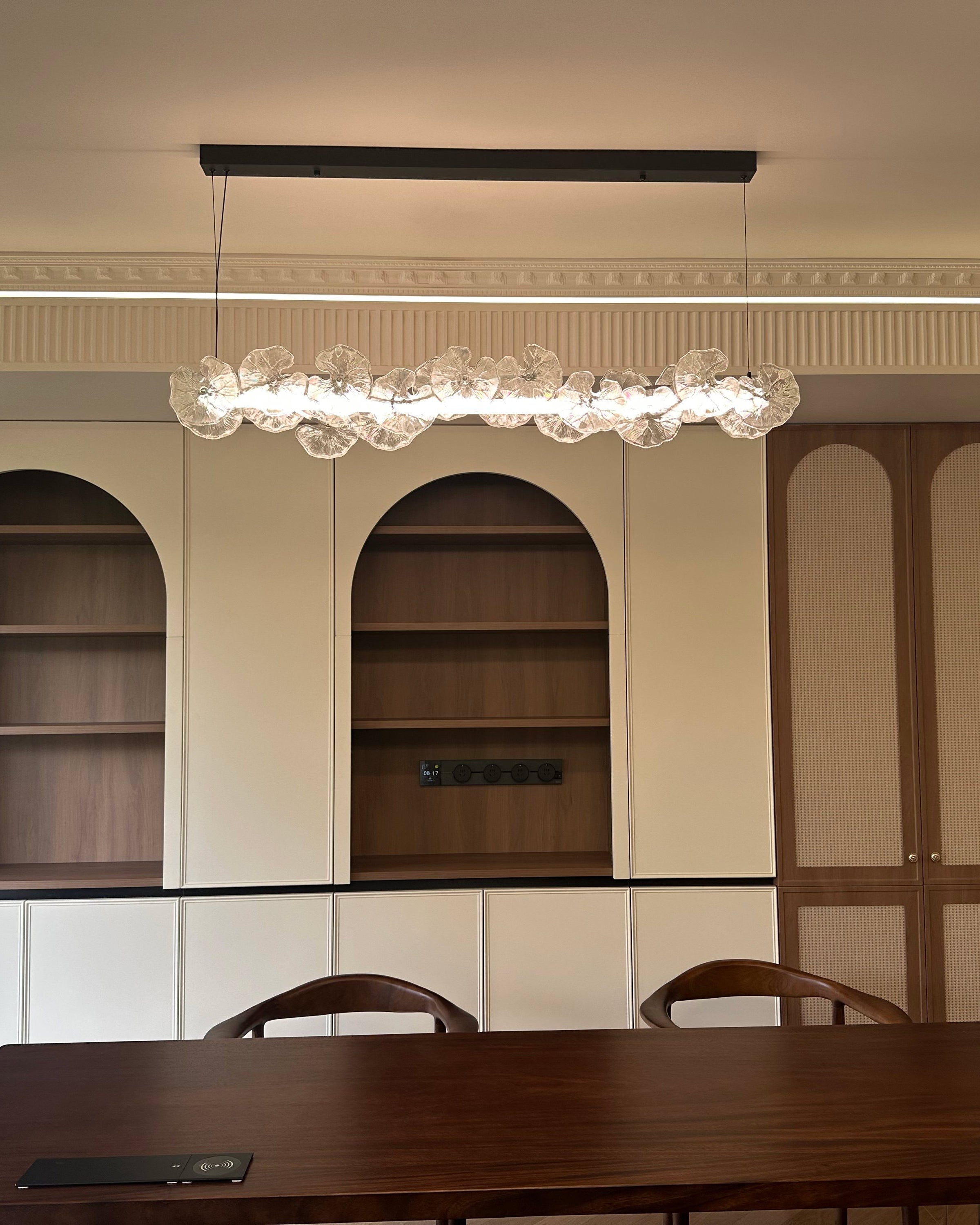 WOMO Lotus Leaf Textured Glass Linear Pendant Light-WM3182