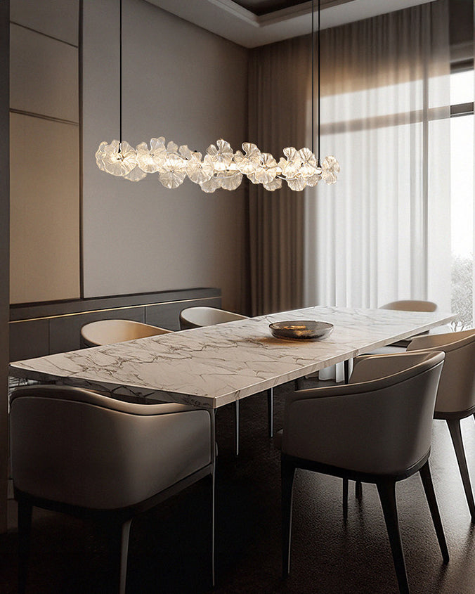 WOMO Lotus Leaf Textured Glass Linear Pendant Light-WM3182