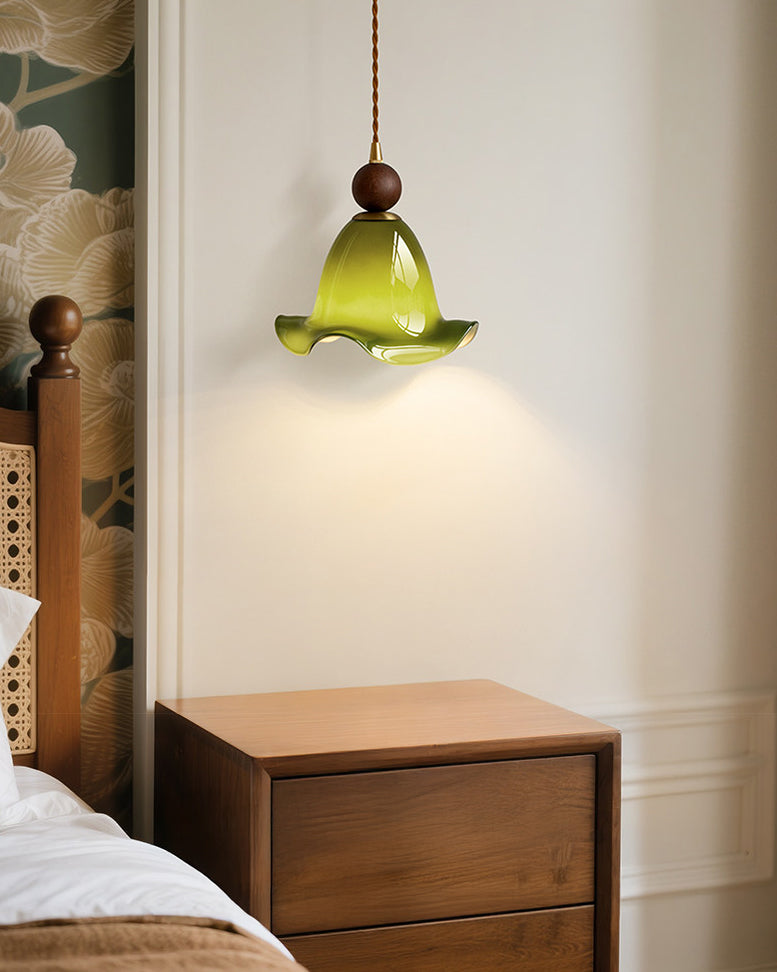 WOMO Ruffled Bell Glass Pendant Light-WM3185