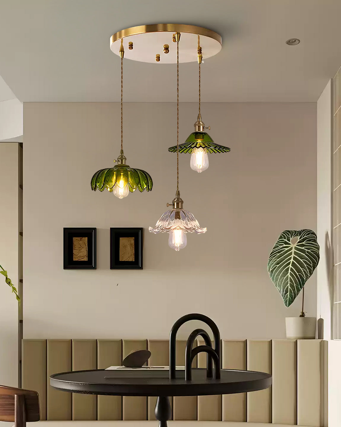 WOMO Multiple Green Glass Chandelier-WM3196