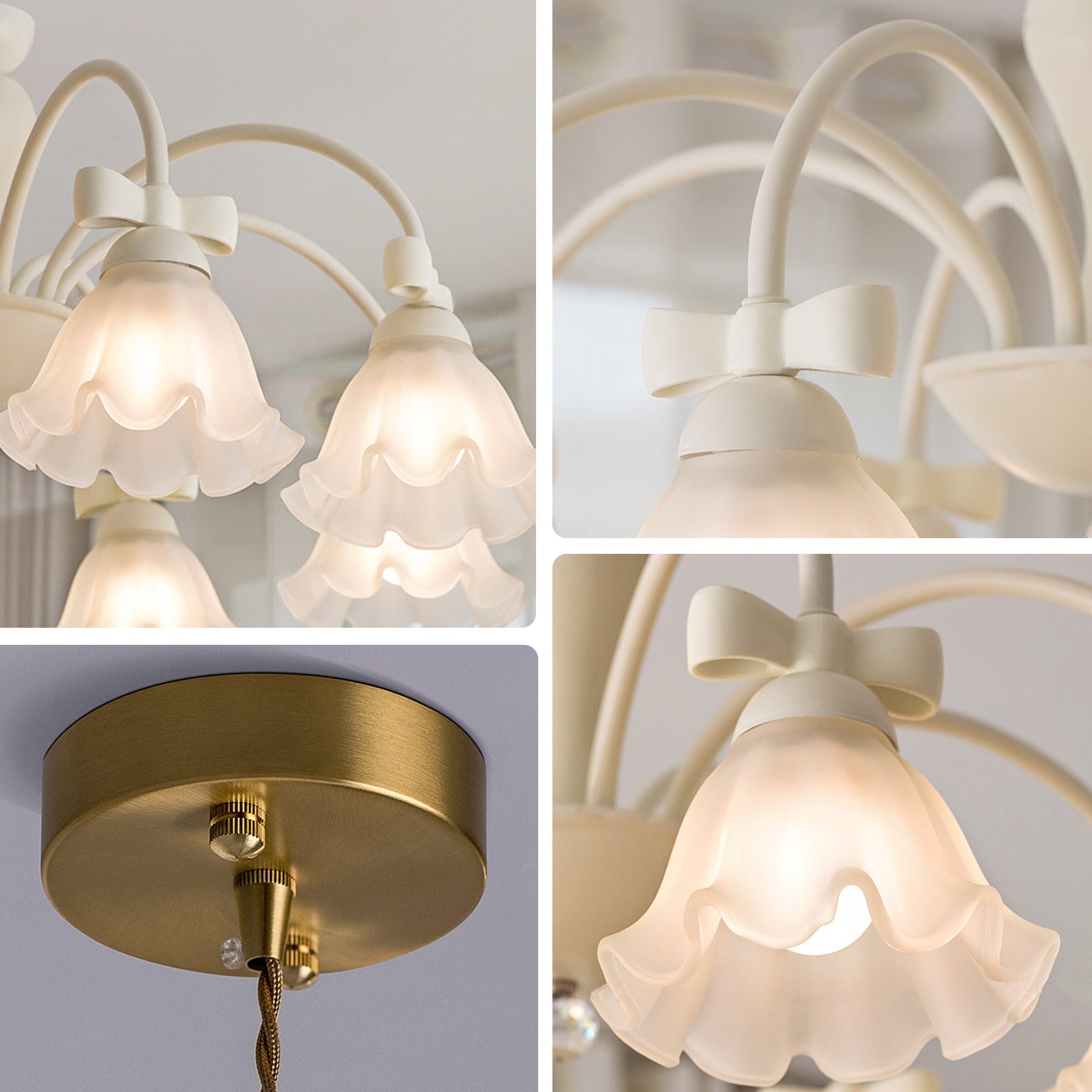WOMO Bell Flower Frosted Glass Chandelier-WM3197