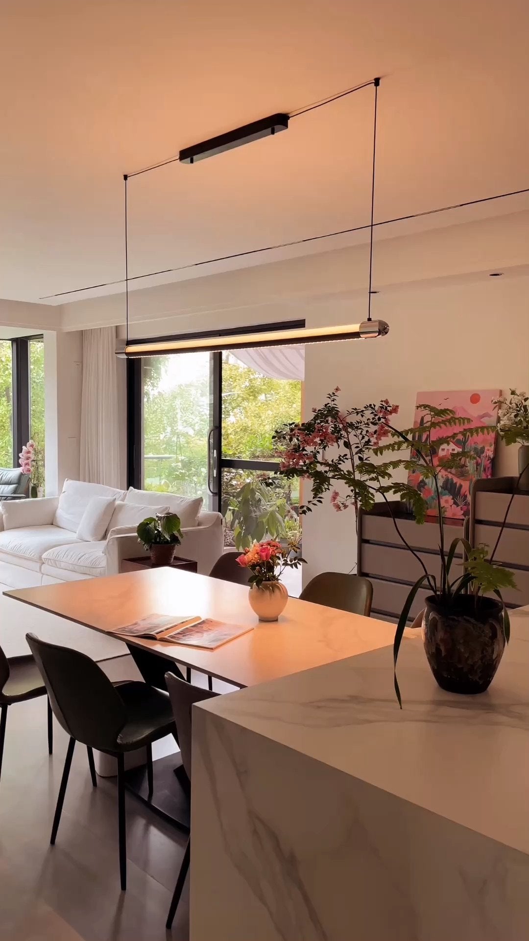 WOMO Modern Black Linear Pendant Light - WM3225