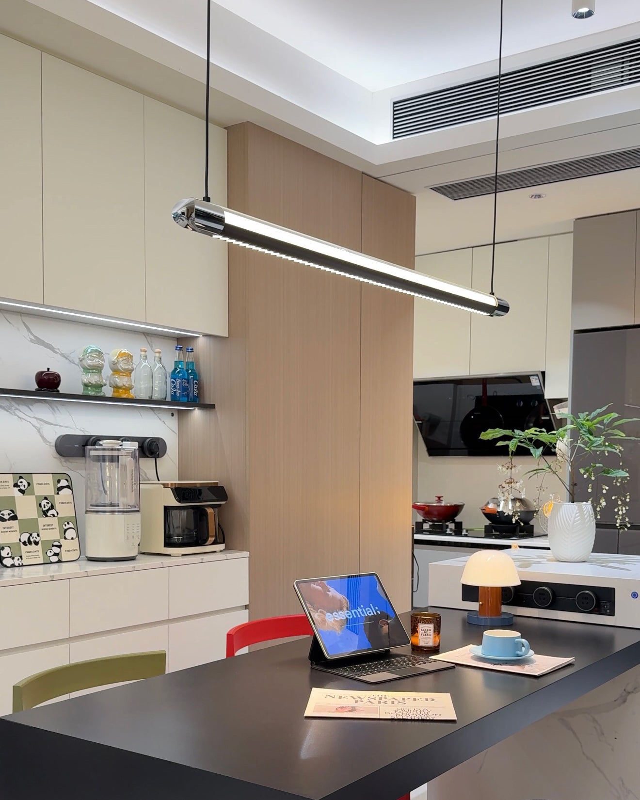WOMO Modern Black Linear Pendant Light - WM3225