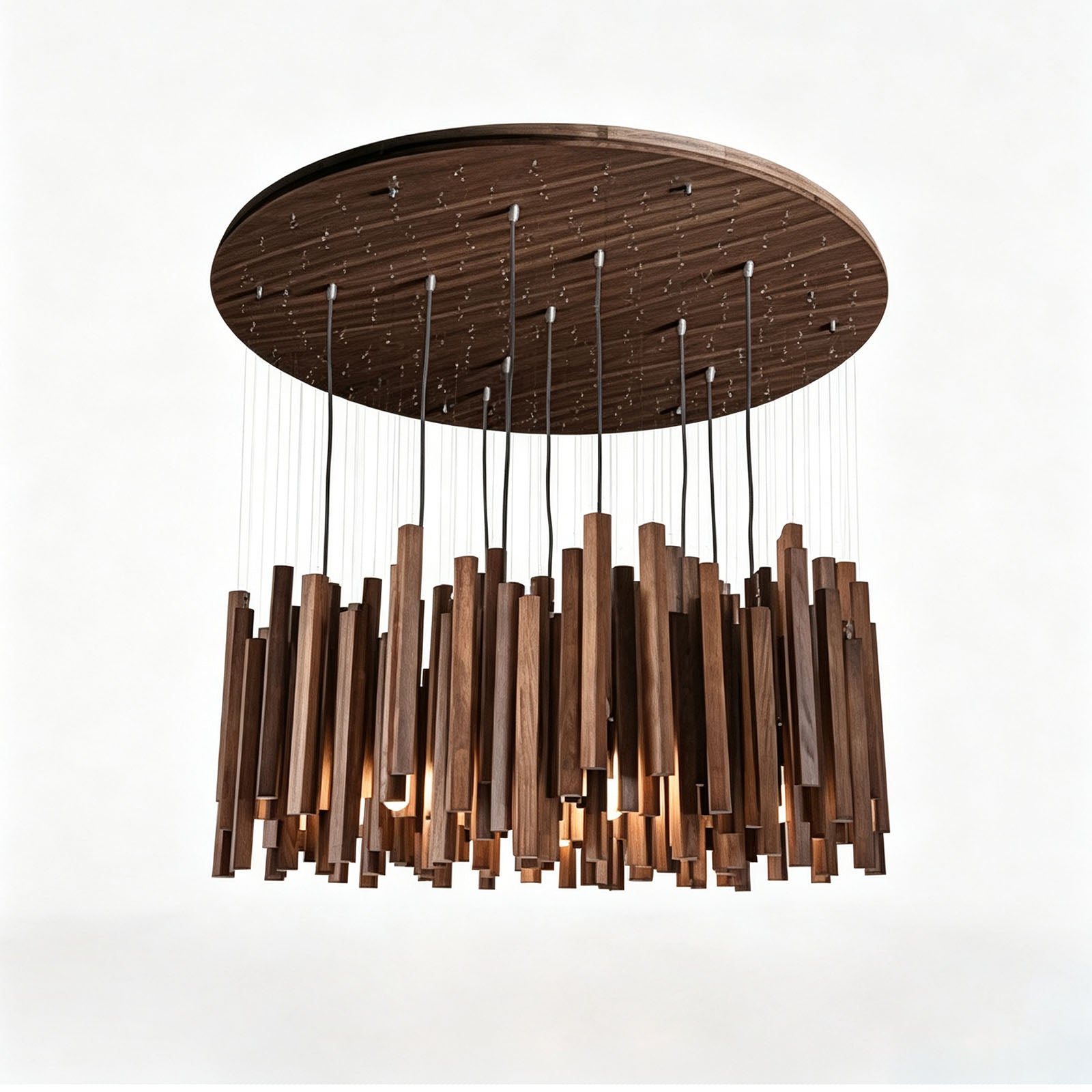 WOMO Modern Cascading Wood Rod Chandelier-WM3262