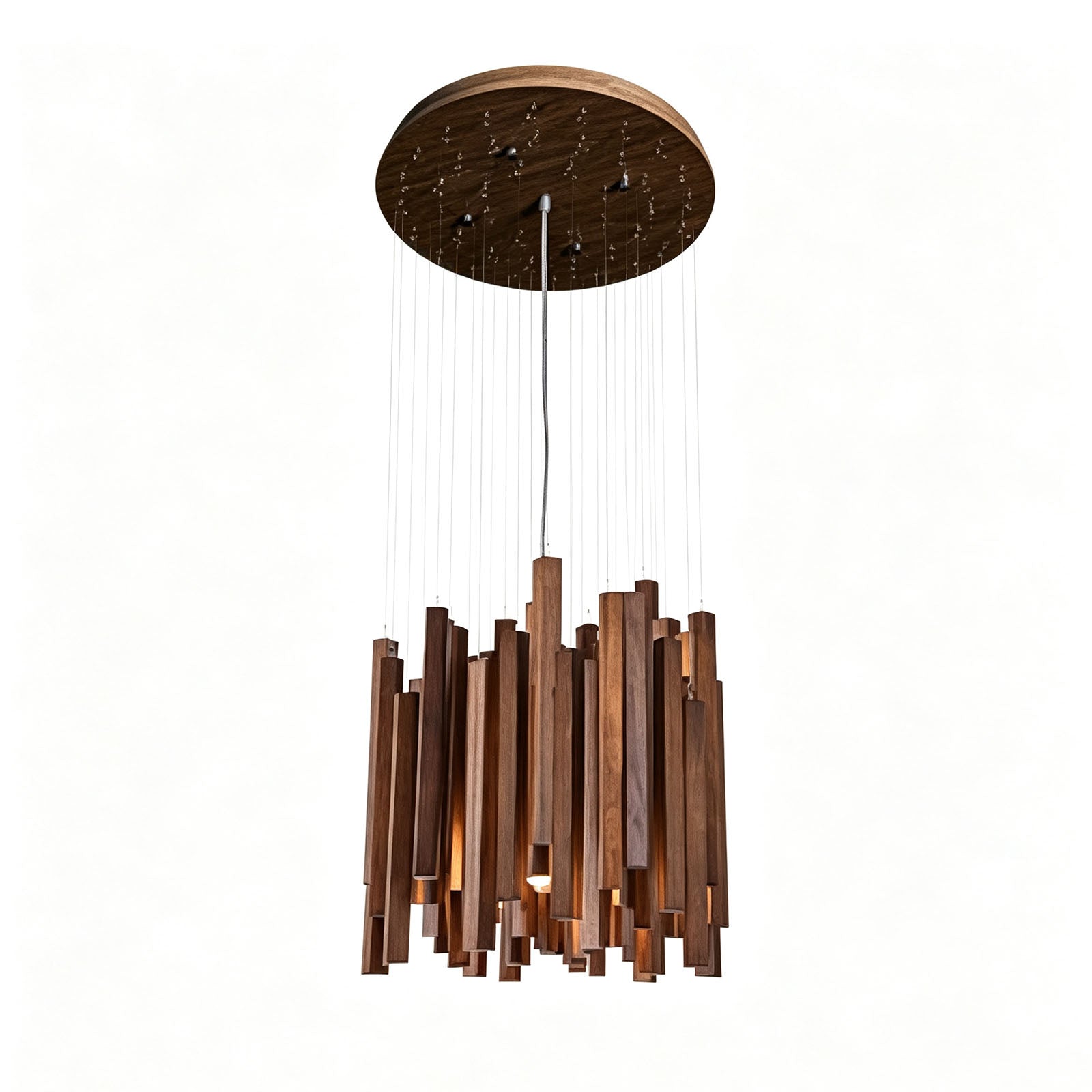 WOMO Modern Cascading Wood Rod Chandelier-WM3262