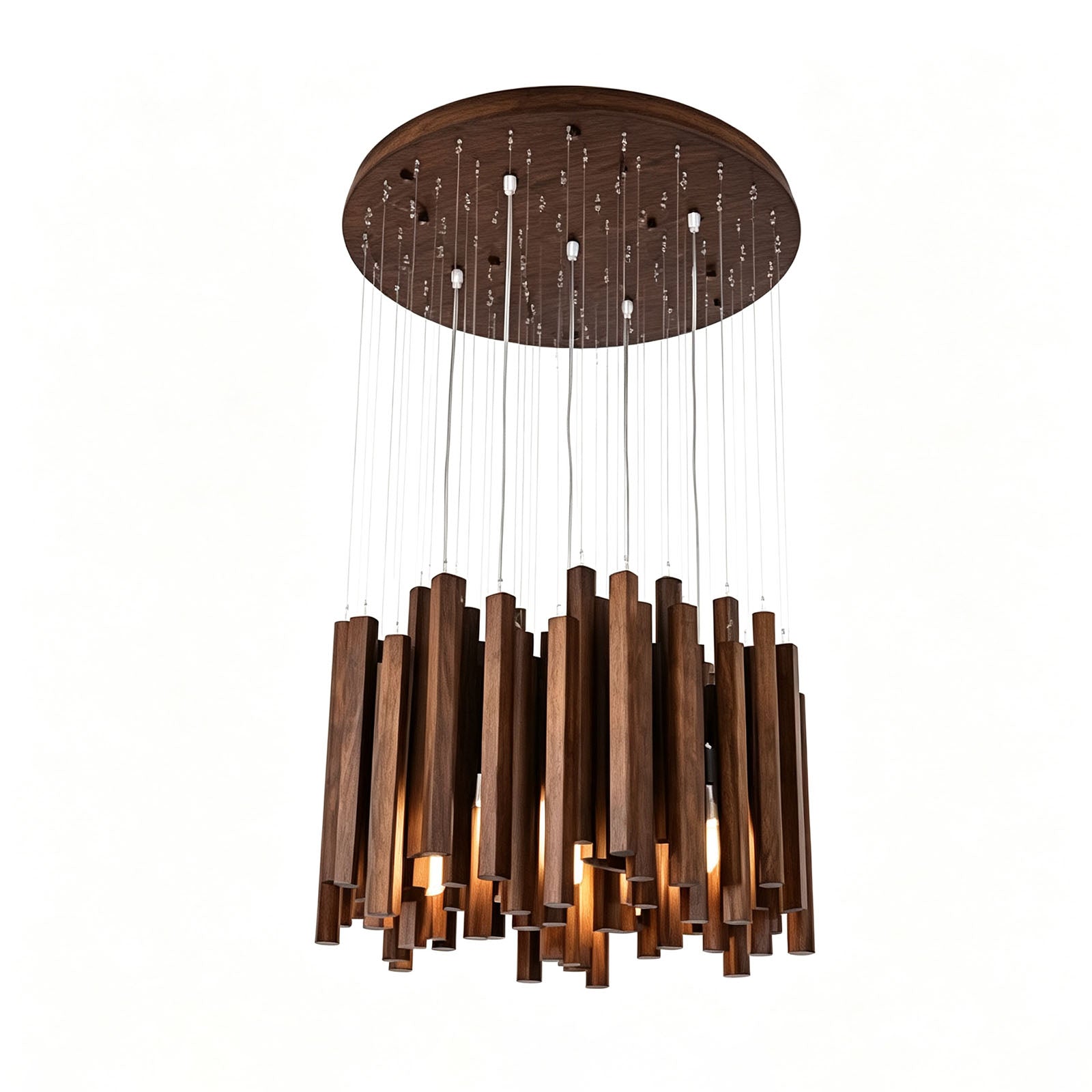 WOMO Modern Cascading Wood Rod Chandelier-WM3262