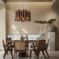 WOMO Modern Cascading Wood Rod Chandelier-WM3262