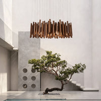 WOMO Modern Cascading Wood Rod Chandelier-WM3262