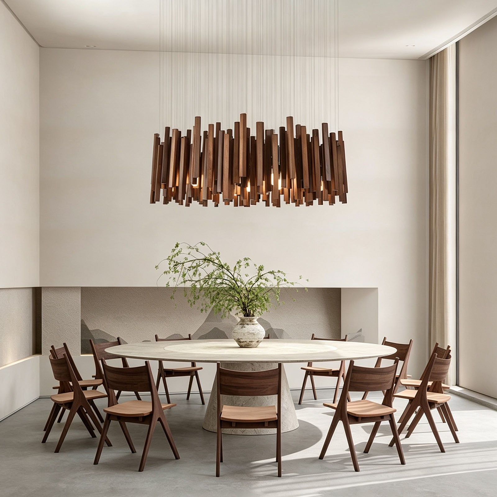 WOMO Modern Cascading Wood Rod Chandelier-WM3262