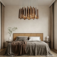 WOMO Modern Cascading Wood Rod Chandelier-WM3262