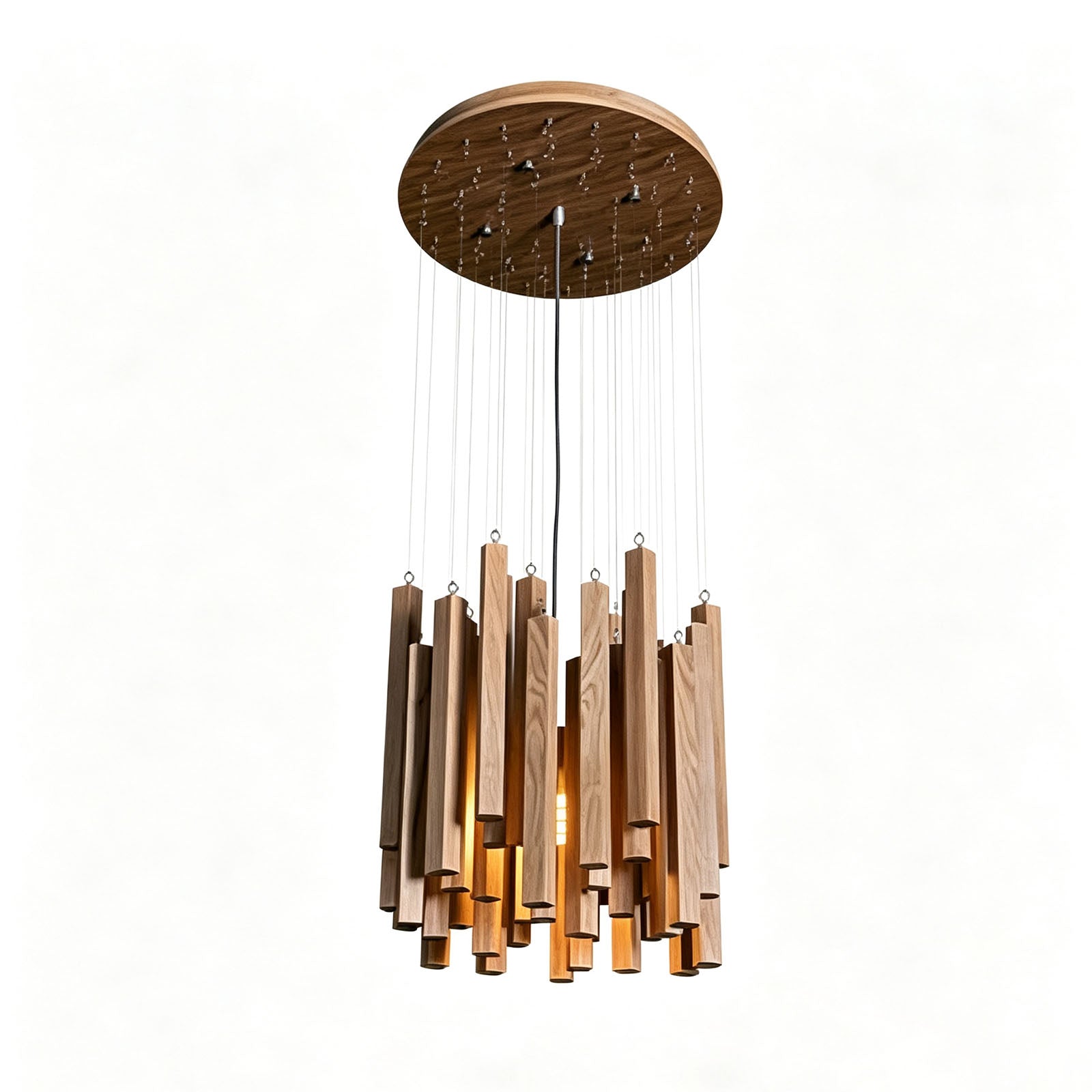 WOMO Modern Cascading Wood Rod Chandelier-WM3262